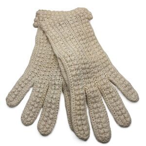 Vintage Crochet Gloves Ivory Cream Puff Stitch